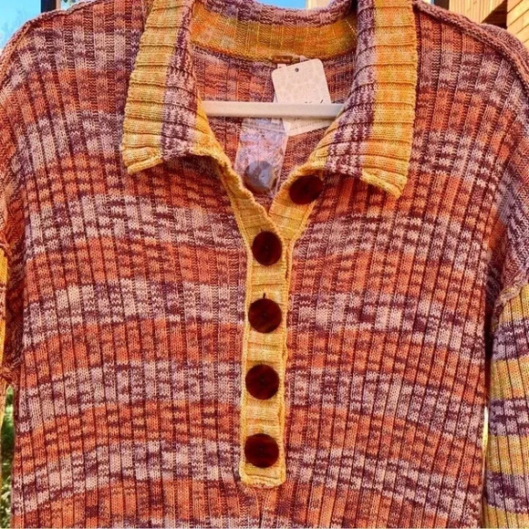 New Free People Wendy Ribbed Sweater Romper Knit Stripes Long Sleeve - Picture 6 of 12